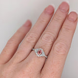 Padparadscha Sapphire Ring w Earth Mined Diamonds in Solid 14K Gold | Oval 5x4