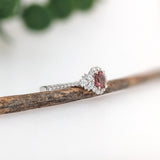 Padparadscha Sapphire Ring w Earth Mined Diamonds in Solid 14K Gold | Oval 5x4