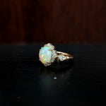 1.8ct Opal Ring w Earth Mined Diamonds in Solid 14K Gold | Oval 9x7mm