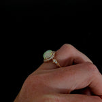 1.8ct Opal Ring w Earth Mined Diamonds in Solid 14K Gold | Oval 9x7mm