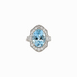 4.3ct Aquamarine Ring w Earth Mined Diamonds in Solid 14K White Gold | Oval 12x9