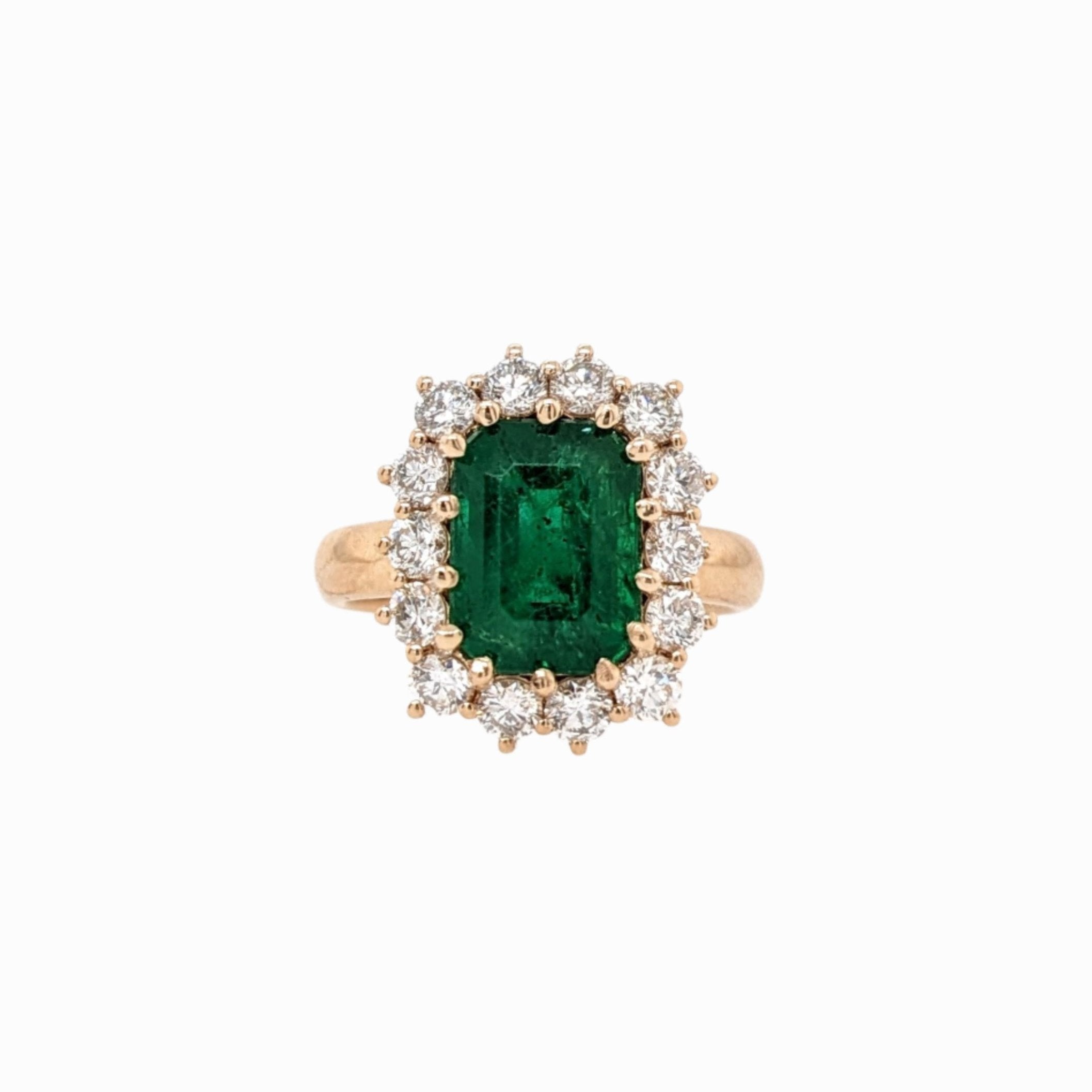 2.7ct Emerald Ring w Earth Mined Diamonds in Solid 18K Gold | Emerald cut 10x7.5