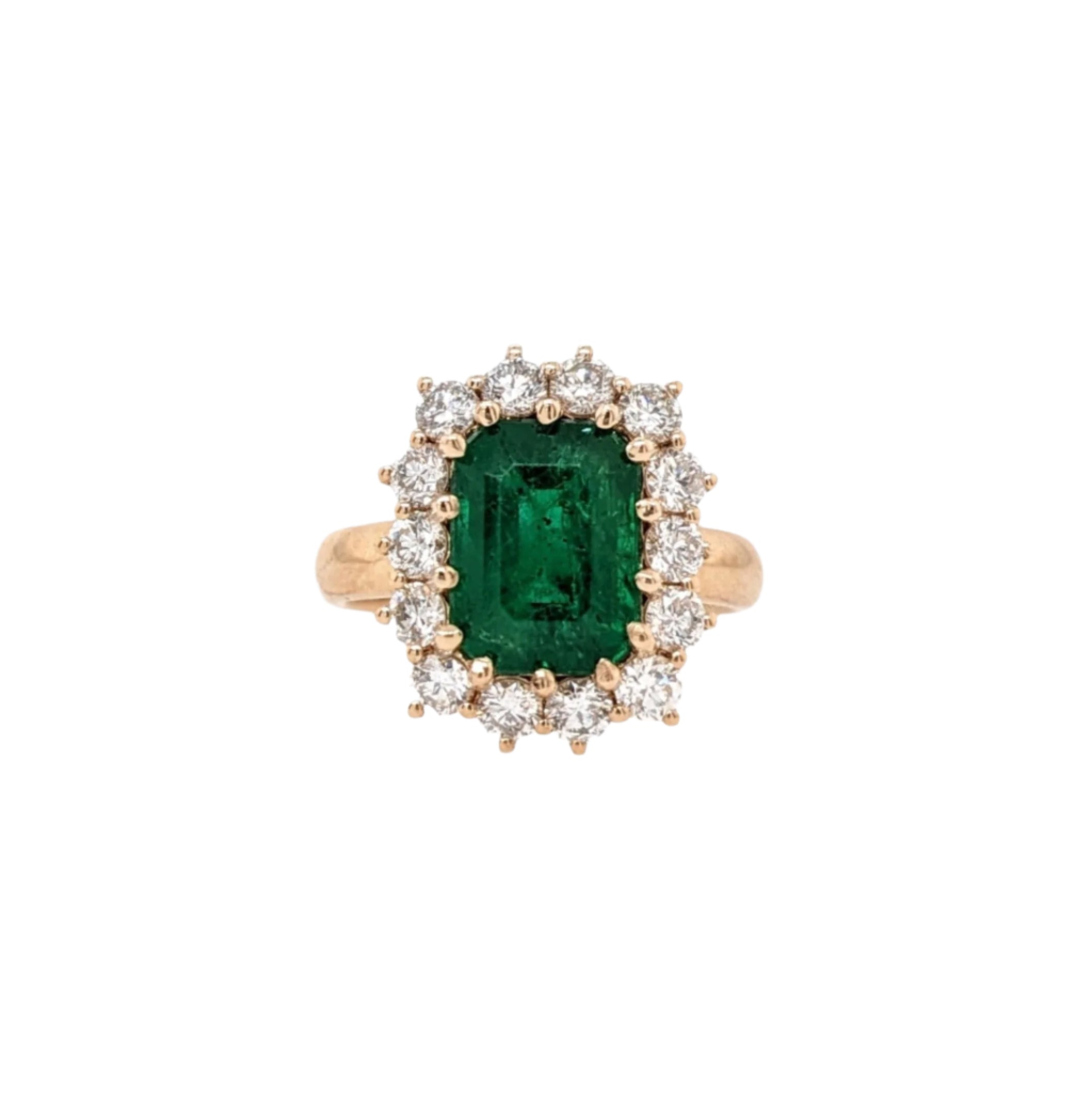 2.7ct Emerald Ring w Earth Mined Diamonds in Solid 18K Gold | Emerald cut 10x7.5