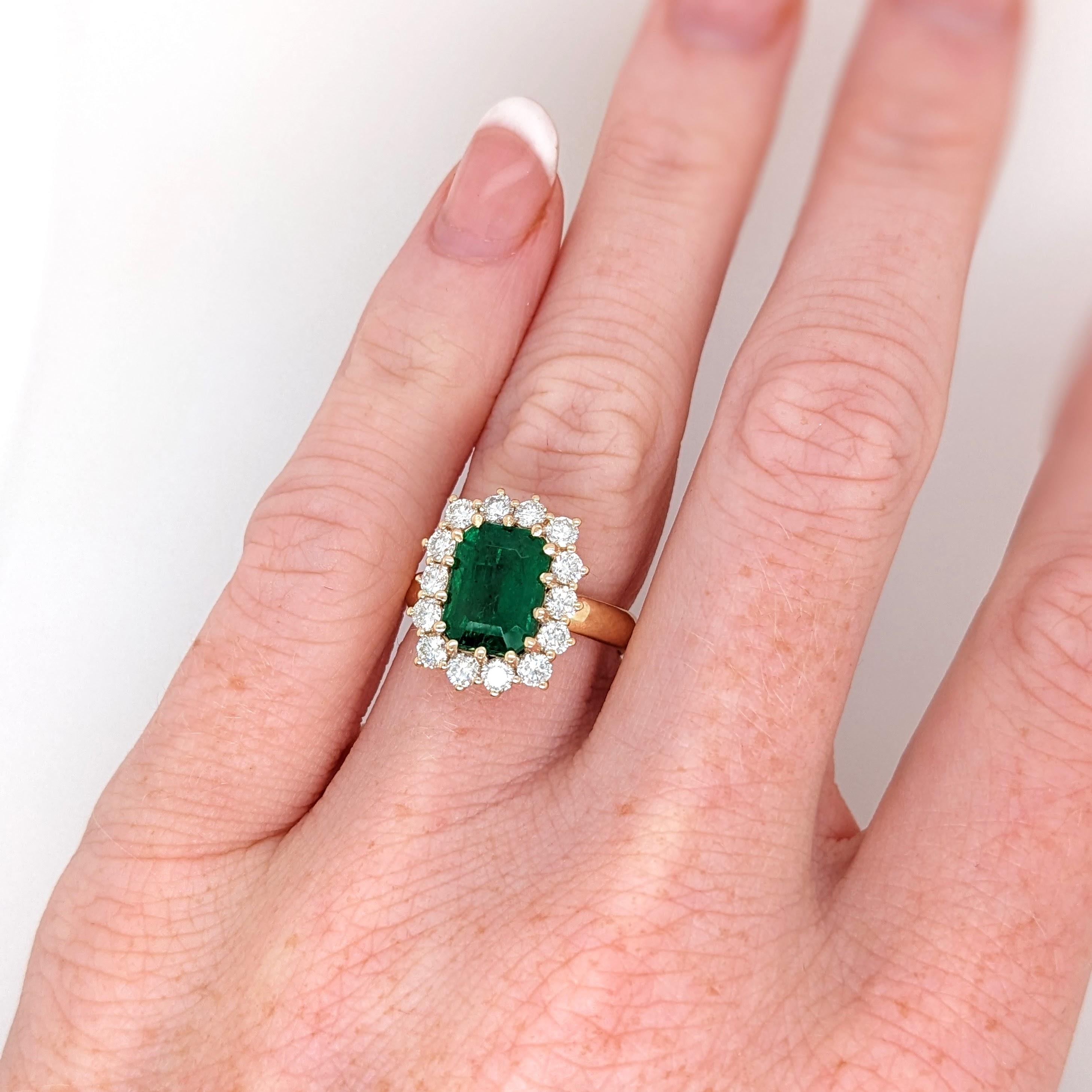 2.7ct Emerald Ring w Earth Mined Diamonds in Solid 18K Gold | Emerald cut 10x7.5