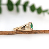 1.6ct GIA Certified Colombian Emerald East West Ring w Earth Mined Diamonds in Solid 14K Yellow Gold | Emerald Cut 8x6mm