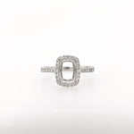 Ring Semi Mount w Earth Mined Diamonds in Solid 14K Gold | Cushion 8x6mm