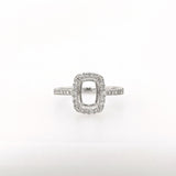 Ring Semi Mount w Earth Mined Diamonds in Solid 14K Gold | Cushion 8x6mm