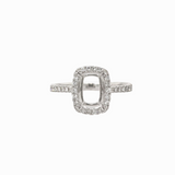 Ring Semi Mount w Earth Mined Diamonds in Solid 14K Gold | Cushion 8x6mm