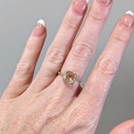 Ring Semi Mount w Earth Mined Diamonds in Solid 14K Gold | Cushion 8x7mm