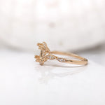 Ring Semi Mount w Earth Mined Diamonds in Solid 14K Gold | Cushion 8x7mm