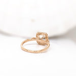 Ring Semi Mount w Earth Mined Diamonds in Solid 14K Gold | Cushion 8x7mm