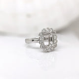 Cushion Cut Semi-Mount Ring in Solid 14K Gold with Earth-Mined Diamonds – 9.5x7.5mm