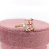 Art Deco Emerald Cut Ring Setting in Solid 14K Gold with Earth-Mined Diamonds – 9x7mm
