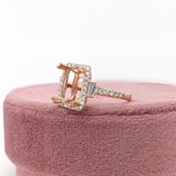 Art Deco Emerald Cut Ring Setting in Solid 14K Gold with Earth-Mined Diamonds – 9x7mm