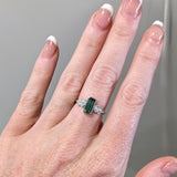 1ct Green Tourmaline Ring w Earth Mined Diamonds in Solid 14K Gold | EM 9x4mm