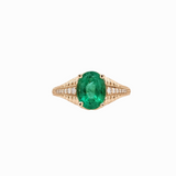 1.5ct Emerald Ring w Earth Mined Diamonds in Solid 14K Yellow Gold | Oval 9x7mm