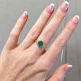 1.5ct Emerald Ring w Earth Mined Diamonds in Solid 14K Gold | Oval 9x7mm