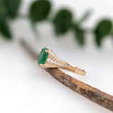 1.5ct Emerald Ring w Earth Mined Diamonds in Solid 14K Gold | Oval 9x7mm