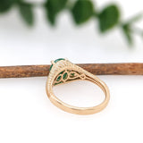 1.5ct Emerald Ring w Earth Mined Diamonds in Solid 14K Gold | Oval 9x7mm