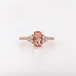 Imperial Topaz Ring w Earth Mined Diamonds in Solid 14K Gold | Cushion 8x4.5mm