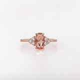 Imperial Topaz Ring w Earth Mined Diamonds in Solid 14K Gold | Cushion 8x4.5mm