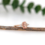 Imperial Topaz Ring w Earth Mined Diamonds in Solid 14K Gold | Cushion 8x4.5mm