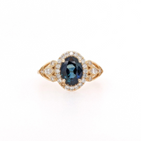 1.5ct Blue Sapphire Ring w Earth Mined Diamonds in Solid 14K Yellow Gold | Oval 8x6mm