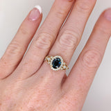 1.5ct Blue Sapphire Ring w Earth Mined Diamonds in Solid 14K Yellow Gold | Oval 8x6mm