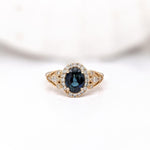 1.5ct Blue Sapphire Ring w Earth Mined Diamonds in Solid 14K Gold | Oval 8x6mm