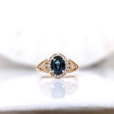 1.5ct Blue Sapphire Ring w Earth Mined Diamonds in Solid 14K Yellow Gold | Oval 8x6mm