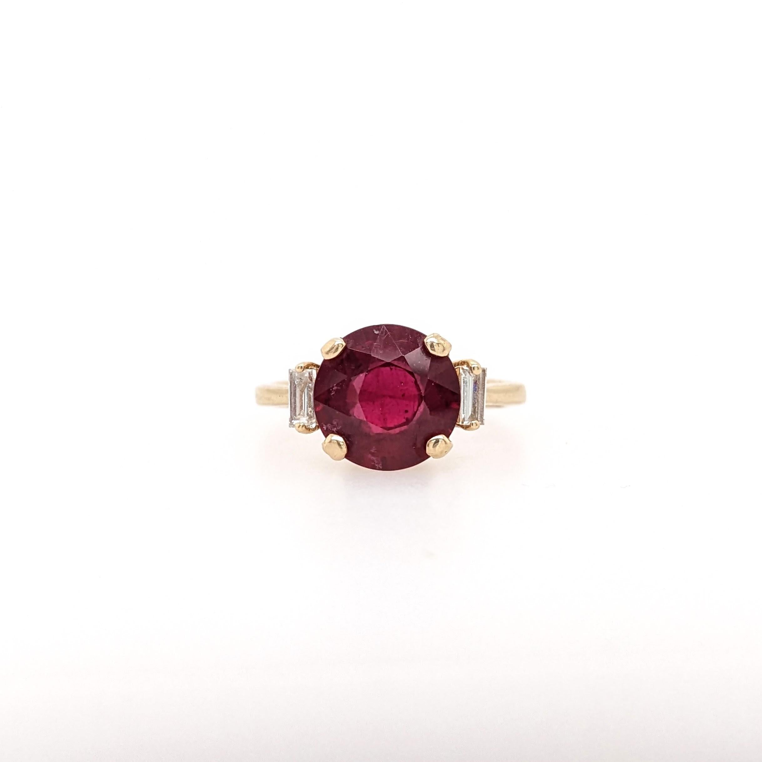 5.3ct Madagascar Ruby Ring w Earth Mined Diamonds in Solid 14K Gold | Round 10mm