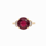 5.3ct Madagascar Ruby Ring w Earth Mined Diamonds in Solid 14K Gold | Round 10mm