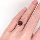 5.3ct Madagascar Ruby Ring w Earth Mined Diamonds in Solid 14K Gold | Round 10mm