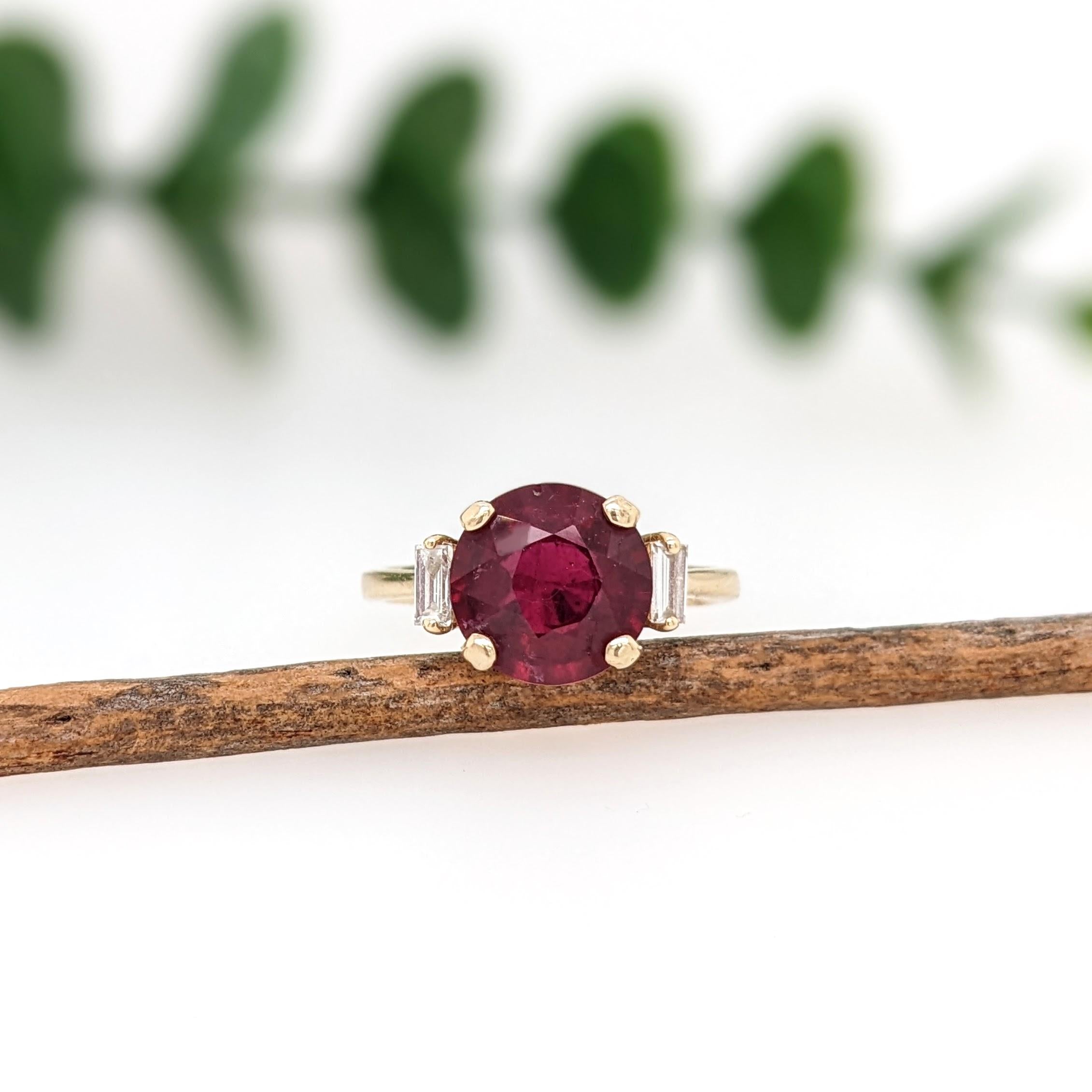 5.3ct Madagascar Ruby Ring w Earth Mined Diamonds in Solid 14K Gold | Round 10mm