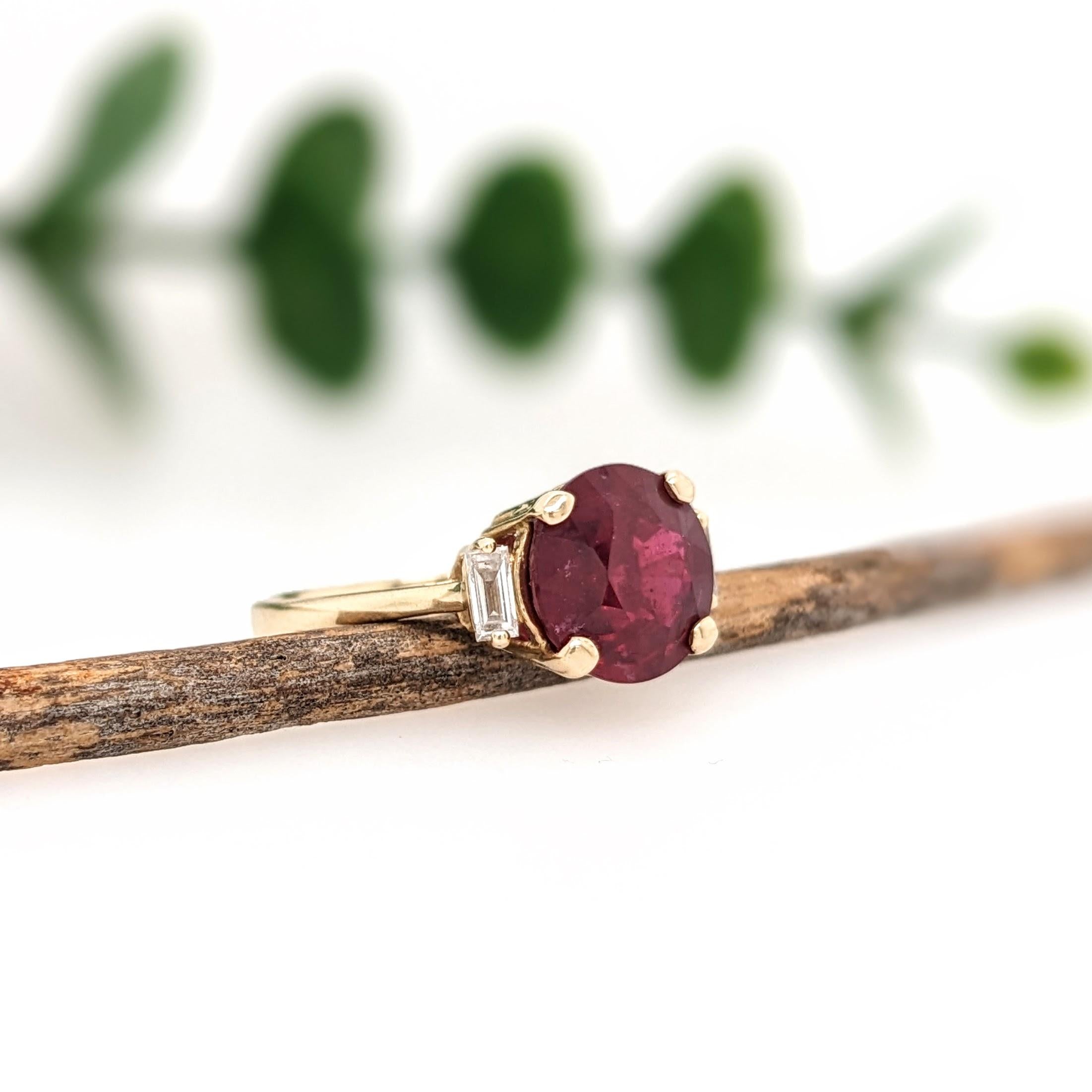 5.3ct Madagascar Ruby Ring w Earth Mined Diamonds in Solid 14K Gold | Round 10mm