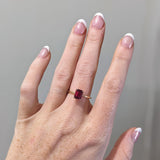 2.2ct Ruby Ring in Solid 14K Gold | Emerald Cut 7x5mm | Solitaire Ring