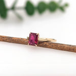 2.2ct Ruby Ring in Solid 14K Gold | Emerald Cut 7x5mm | Solitaire Ring