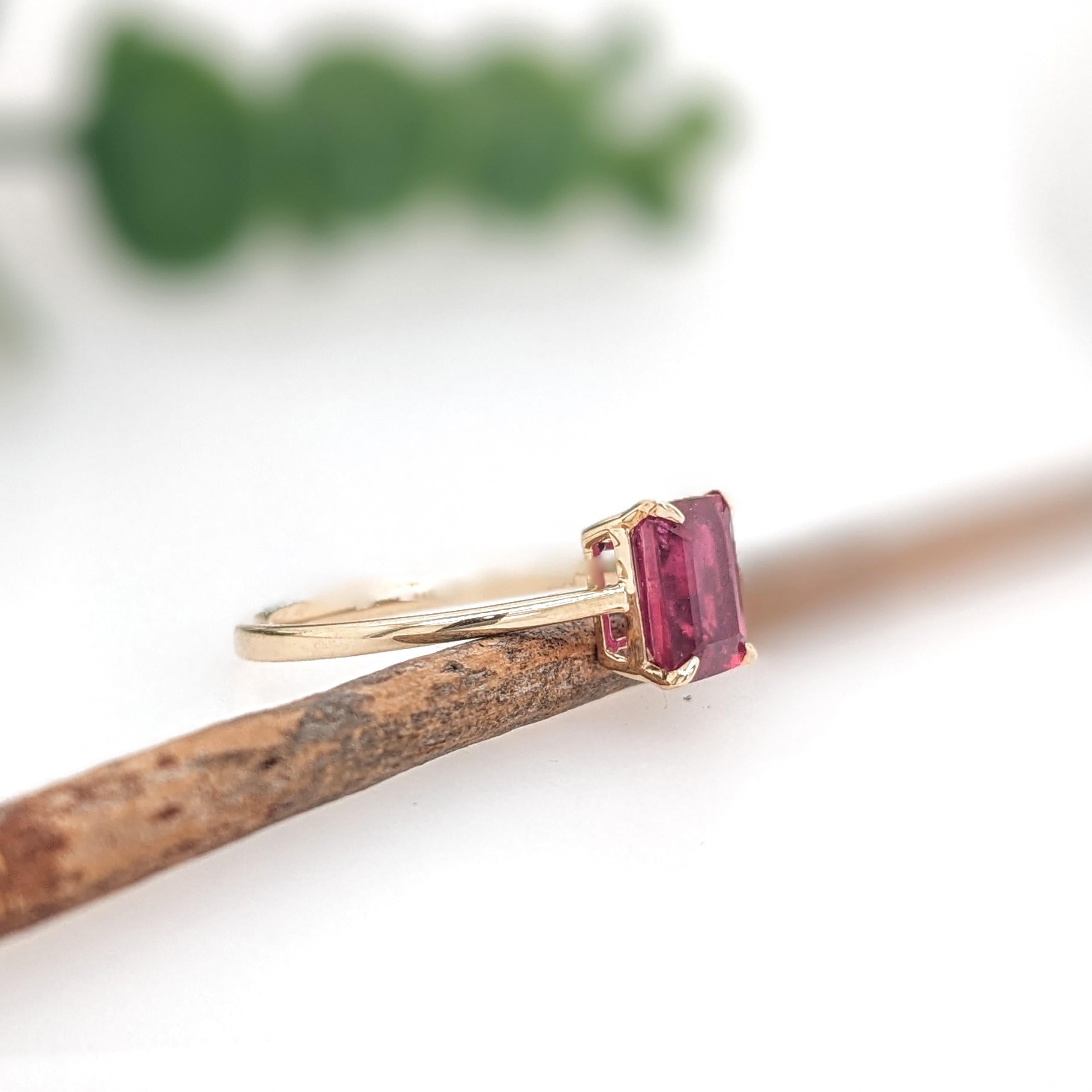 2.2ct Ruby Ring in Solid 14K Gold | Emerald Cut 7x5mm | Solitaire Ring
