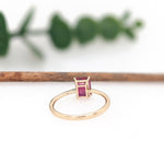 2.2ct Ruby Ring in Solid 14K Gold | Emerald Cut 7x5mm | Solitaire Ring