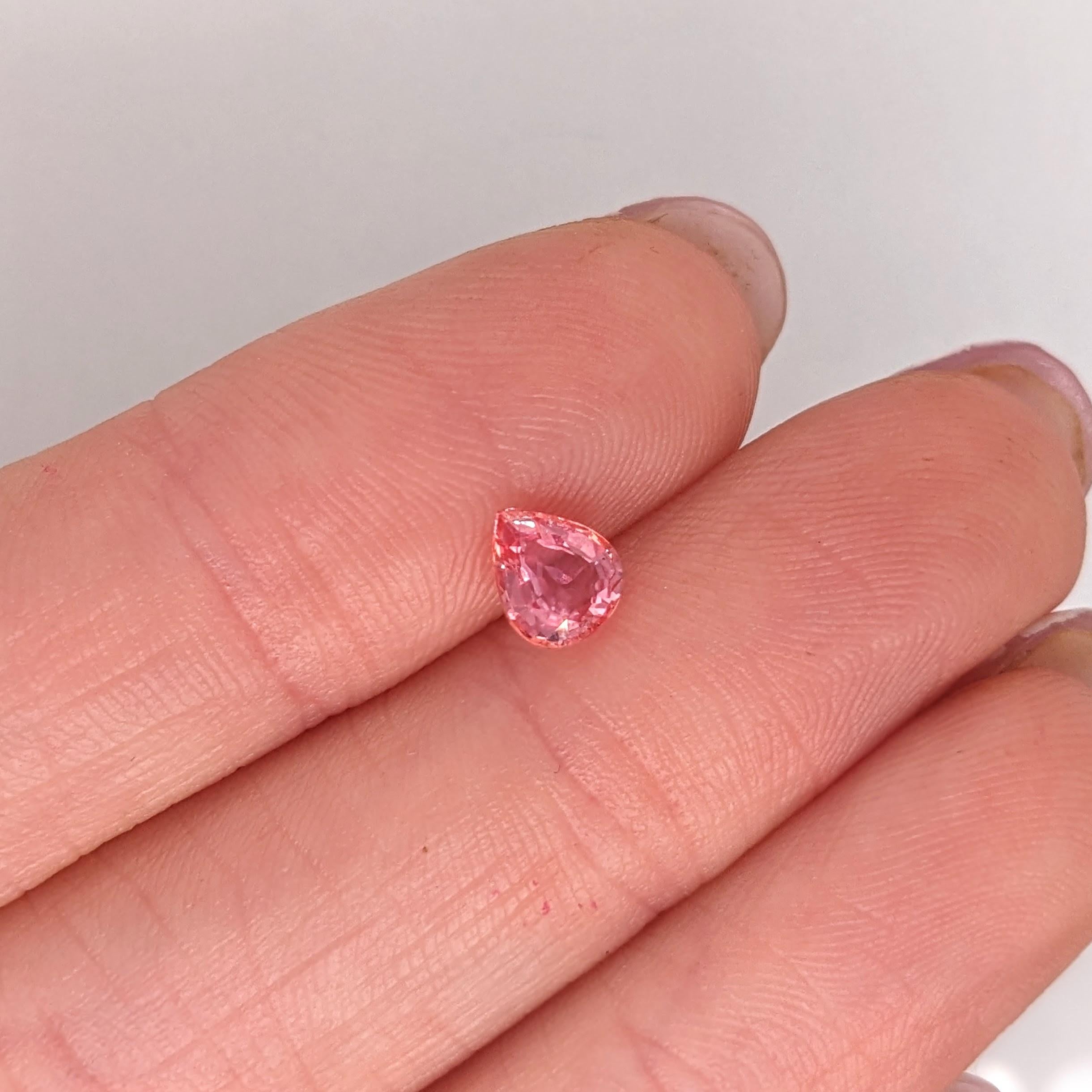 0.66 Carat Padparadscha Sapphire Gemstone | Pear 6x5mm | Loose Gemstone