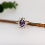 1.6ct Purple Sapphire Ring w Earth Mined Diamonds in Solid 14K Gold | Oval 8x6mm