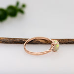 Opal Ring w Earth Mined Diamonds in Solid 14K Rose Gold | Oval 7x5mm