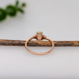 Opal Ring w Earth Mined Diamonds in Solid 14K Rose Gold | Oval 7x5mm