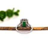 2.7ct Chrome Tourmaline Ring w Earth Mined Diamonds in Solid 14K Gold | Emerald Cut 11x6mm