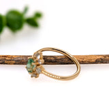 Demantoid Ring w Earth Mined Diamonds in Solid 14K Yellow Gold | Oval 6x4mm