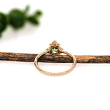 Demantoid Ring w Earth Mined Diamonds in Solid 14K Yellow Gold | Oval 6x4mm