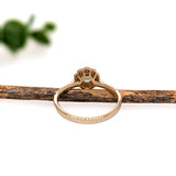 Demantoid Ring w Earth Mined Diamonds in Solid 14K Yellow Gold | Round 5mm