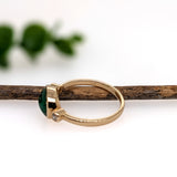 1.7ct East West Emerald Ring w Earth Mined Diamonds in Solid 14K Yellow Gold | Oval 9x7mm