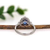 1ct Tanzanite Ring w Earth Mined Diamonds in Solid 14K White Gold | Round 6mm