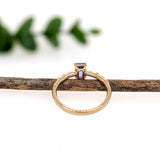 Tanzanite Ring w Earth Mined Diamonds in Solid 14K Yellow Gold | Emerald Cut